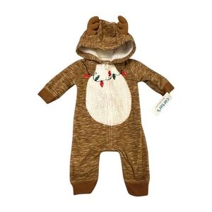 Carter's‎ Brown Reindeer Hooded One Piece